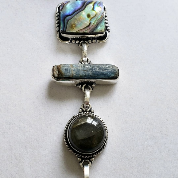 Bracelet,  abalone kyanite Labradorite & silver. - Picture 3 of 6